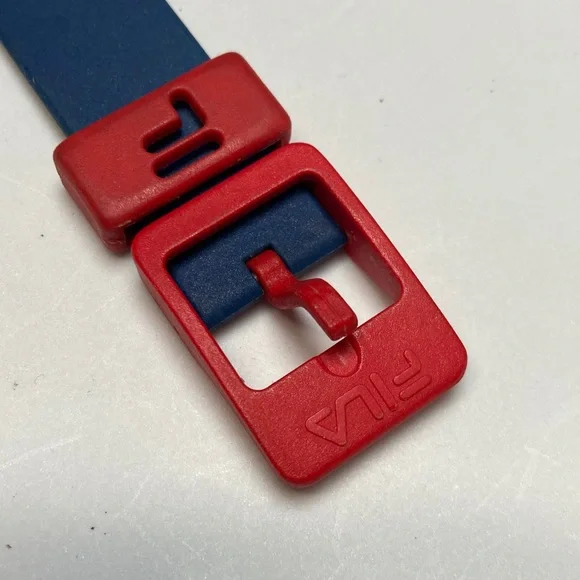 Fila vintage 95M watch, red white blue, new battery, rubber strap, date feature